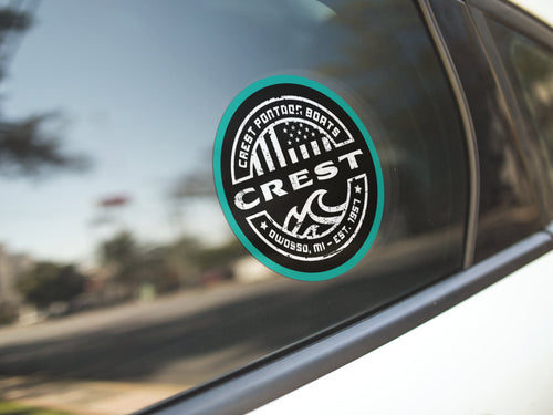 Crest American Circle Sticker 3.25
